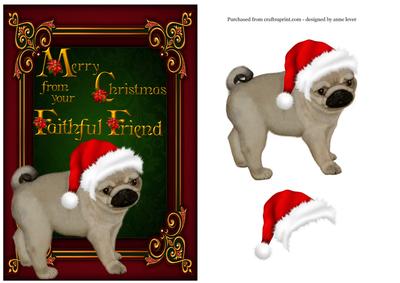 Merry Christmas from the Dog - Pug Pup