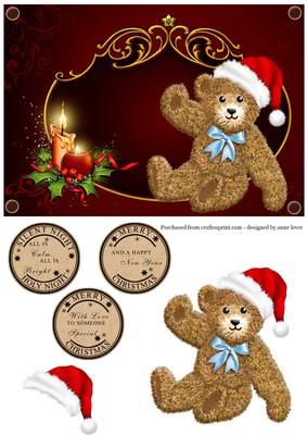 Christmas Teddy + Decoupage & Greetings