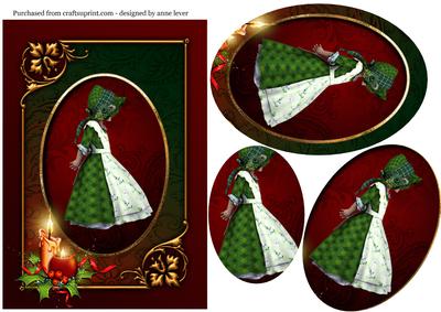 'holly Bonnet' Christmas Oval Pyramid - Green