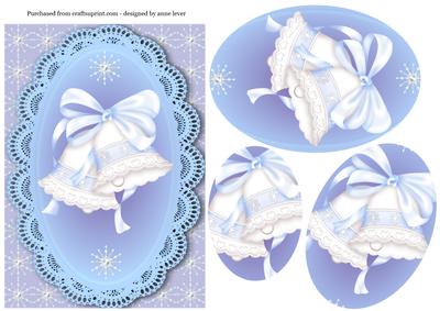 Blue & White Christmas Bells Oval Pyramid