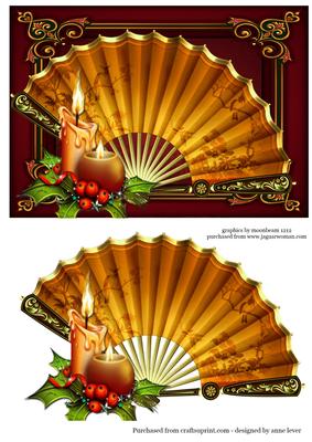 Golden Christmas Candles & Fan