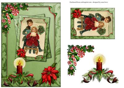 Vintage Christmas - Sledging Children