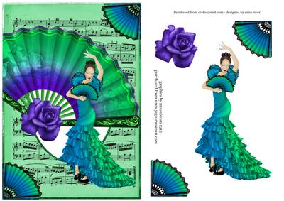 Fan & Flamenco with Sheet Music Frame - Mint