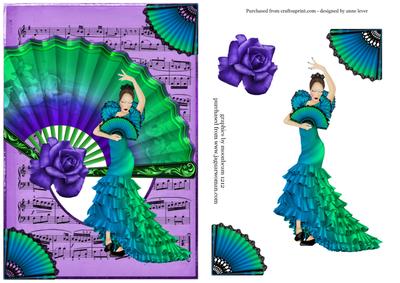 Fan & Flamenco with Sheet Music Frame - Lilac