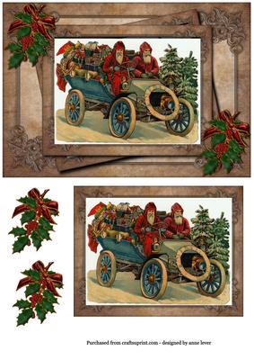Vintage Santa in Automobile - Masculine, Male Christmas