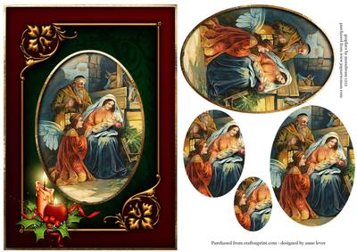 Vintage Christmas Nativity Pyramid Topper