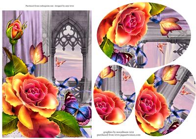 Rose and Butterfly Archway Oval Pyramid