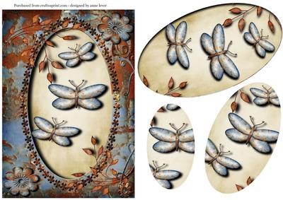 Steampunk Rusty Butterflies Oval Pyramid