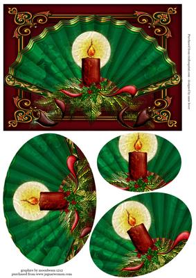 Christmas Candle & Fan Oval Pyramid