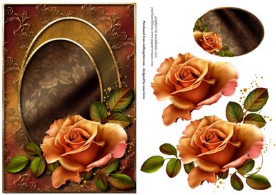 Stunning Peach Rose + Decoupage & Tag
