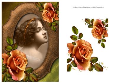 Stunning Peach Roses with Vintage Frame & Portrait