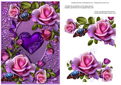 Gorgeous Purple Heart & Roses