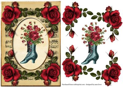 Buttoned Boot, Roses & Sheet Music Frame