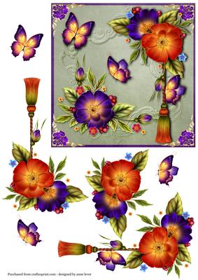 Wild Roses & Butterfly Square Topper + Decoupage
