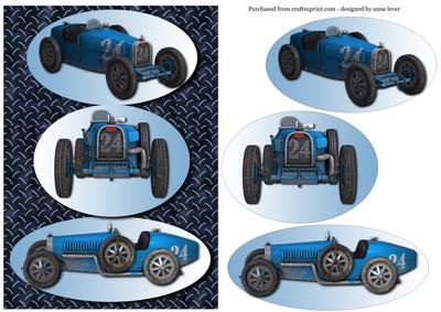 Classic 1926 Blue Racing Car + Easy Layers