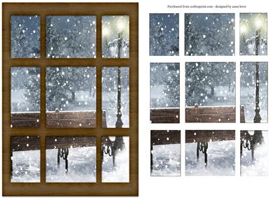 Snowy Christmas Lamp Window Scene + Easy Layers