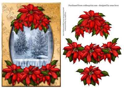 Snowy Christmas Tree Scene & Sumptuous Poinsettias