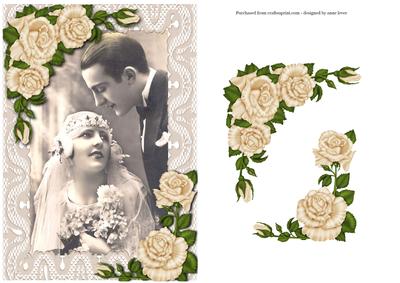 Congratulations on Your Wedding - Vintage + Ivory Roses