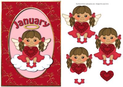 Birthstone Angel - January - Garnet - Red