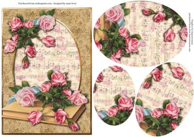 Vintage Pink Roses + Sheet Music Background Pyramage