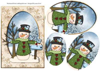 Smiling Snowman Oval Pyramage Topper