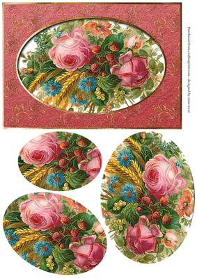 Vintage Roses & Dusky Pink Frame Pyramage