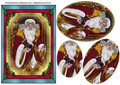 Vintage Santa in Stained Glass Frame + Pyramage