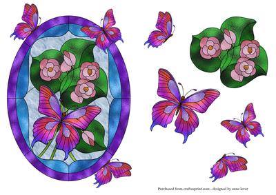 Gorgeous Stained Glass Butterflies & Flowers