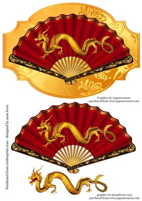 Chinese Dragon & Fan Shaped Topper