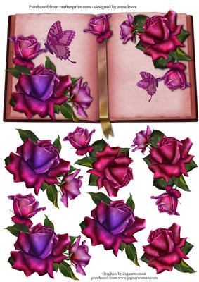 Twilight Roses Open Book + Decoupage