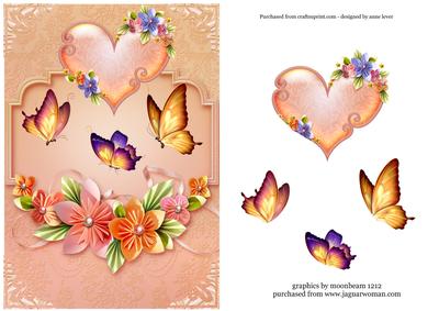 Peach Origami Flowers, Butterflies & Heart