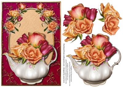 Beautiful Joy Roses in Teapot + Decoupage