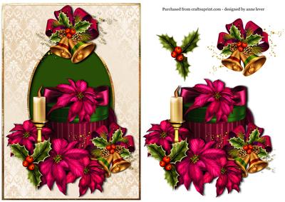 Pink Poinsettias & Christmas Gift Box