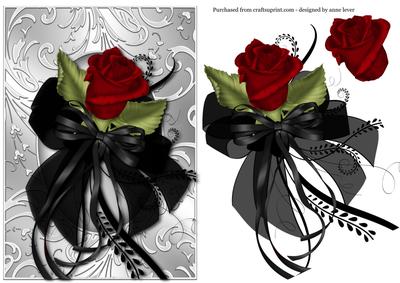 Red Rose & Silver Shimmering Frame