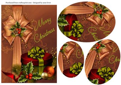 Merry Christmas Red and Green Oval Pyramid