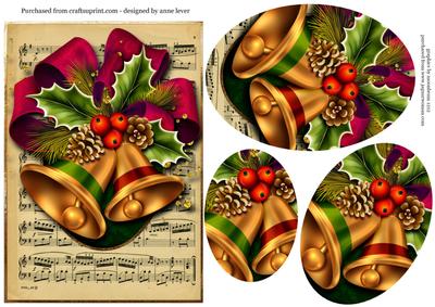 Gorgeous Christmas Bells & Sheet Music Frame Oval Pyramid