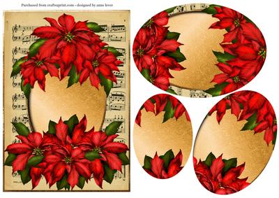 Beautiful Red Christmas Poinsettias Oval Pyramid