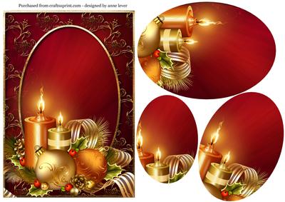 Golden & Red Christmas Oval Pyramid
