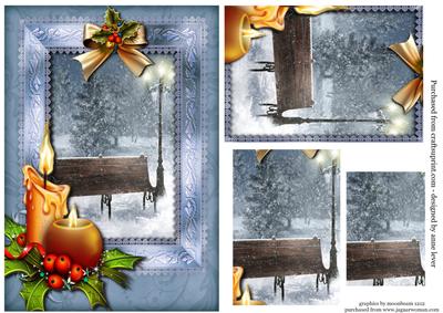 Lovely Snowy Christmas Scene in Lace Frame Pyramid