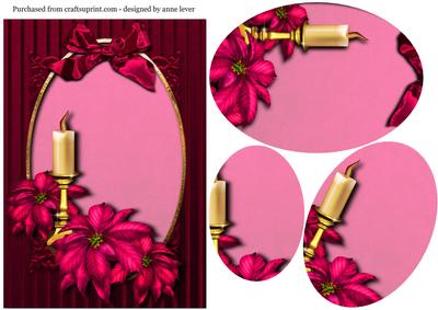 Pink Poinsettia Christmas Oval Pyramid