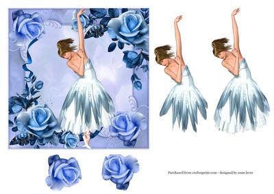 Beautiful Blue Ballerina & Ice Blue Roses