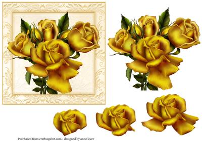 Bunch of Golden Roses Square Topper