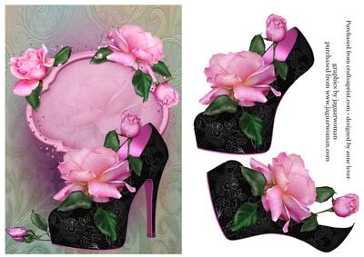 Black Shoe & Beautiful Pink Roses