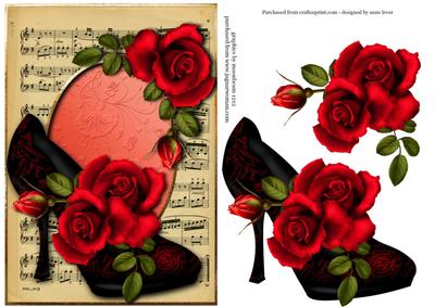 Flocked Rose Shoe & Gorgeous Red Roses