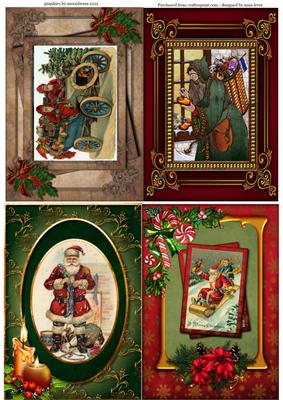 4 Vintage Santa Quick Toppers