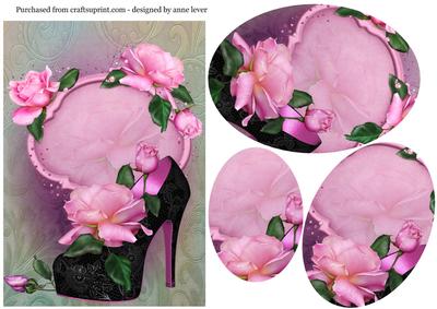Black Shoe & Beautiful Pink Roses Pyramid