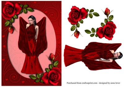 The Valentines Angel & Red Roses
