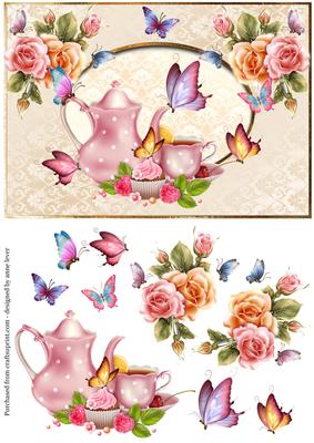 Tea Time Ivory Butterflies