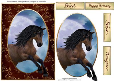 Wild Horse Running Free - Dad Son Daughter Blank
