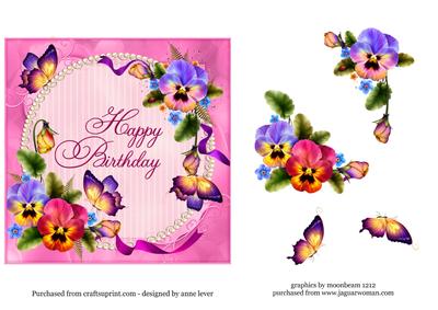 Birthday Pansies & Beautiful Butterflies